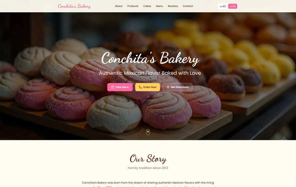 Homepage preview of Conchita’s Bakery