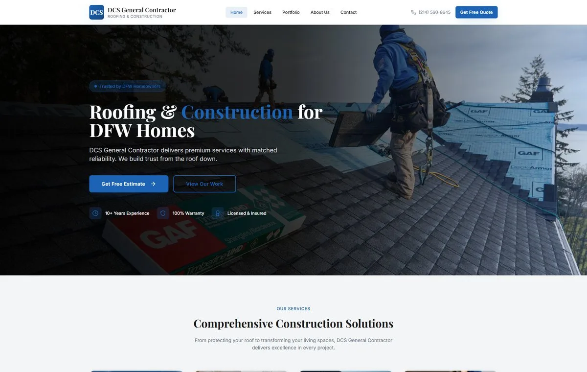 Homepage preview of DCS General Contractor