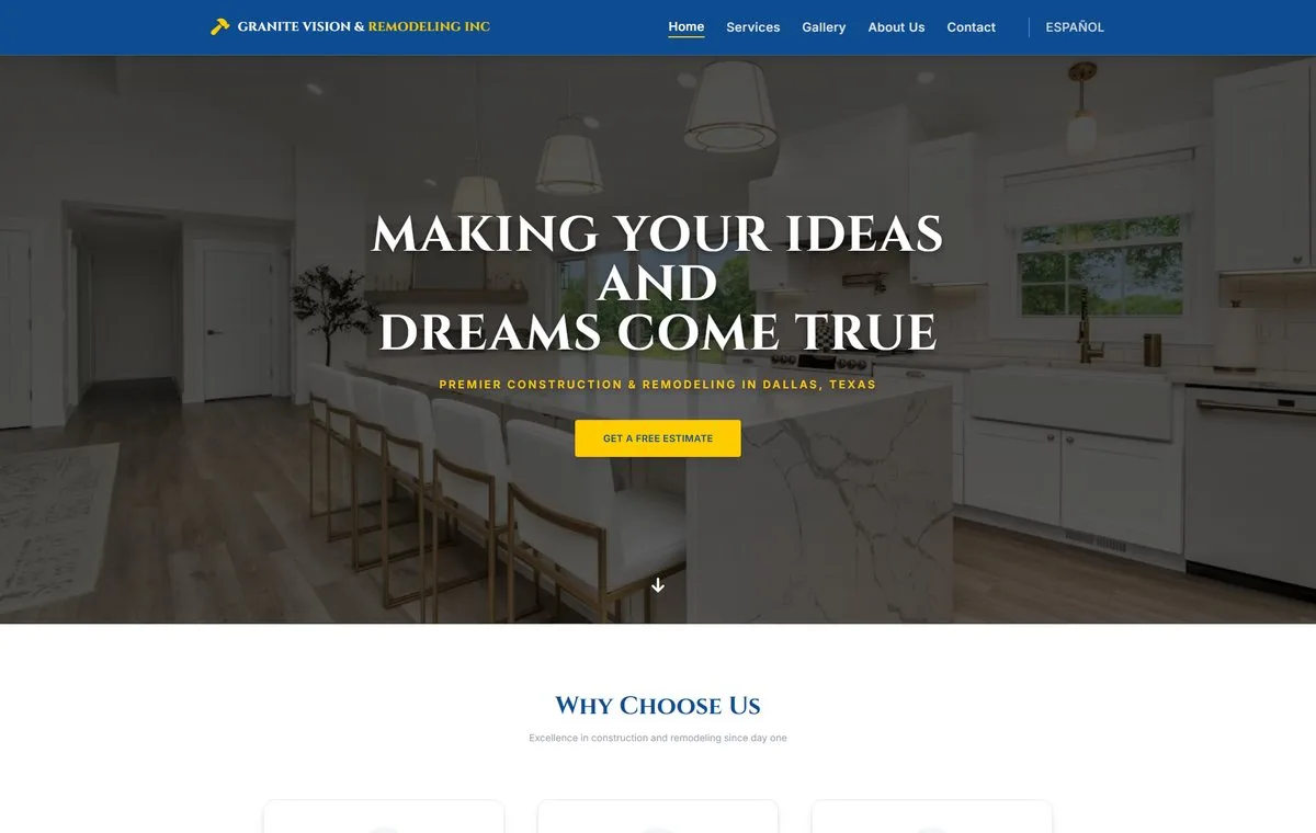 Homepage preview of Granite Vision & Remodeling