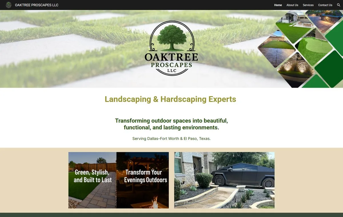 Homepage preview of OakTree Proscapes